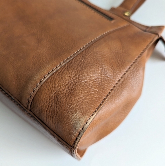 Fossil Genuine Leather Satchel Briefcase Laptop Top-Handle Bag Chestnut Brown - Picture 3 of 14